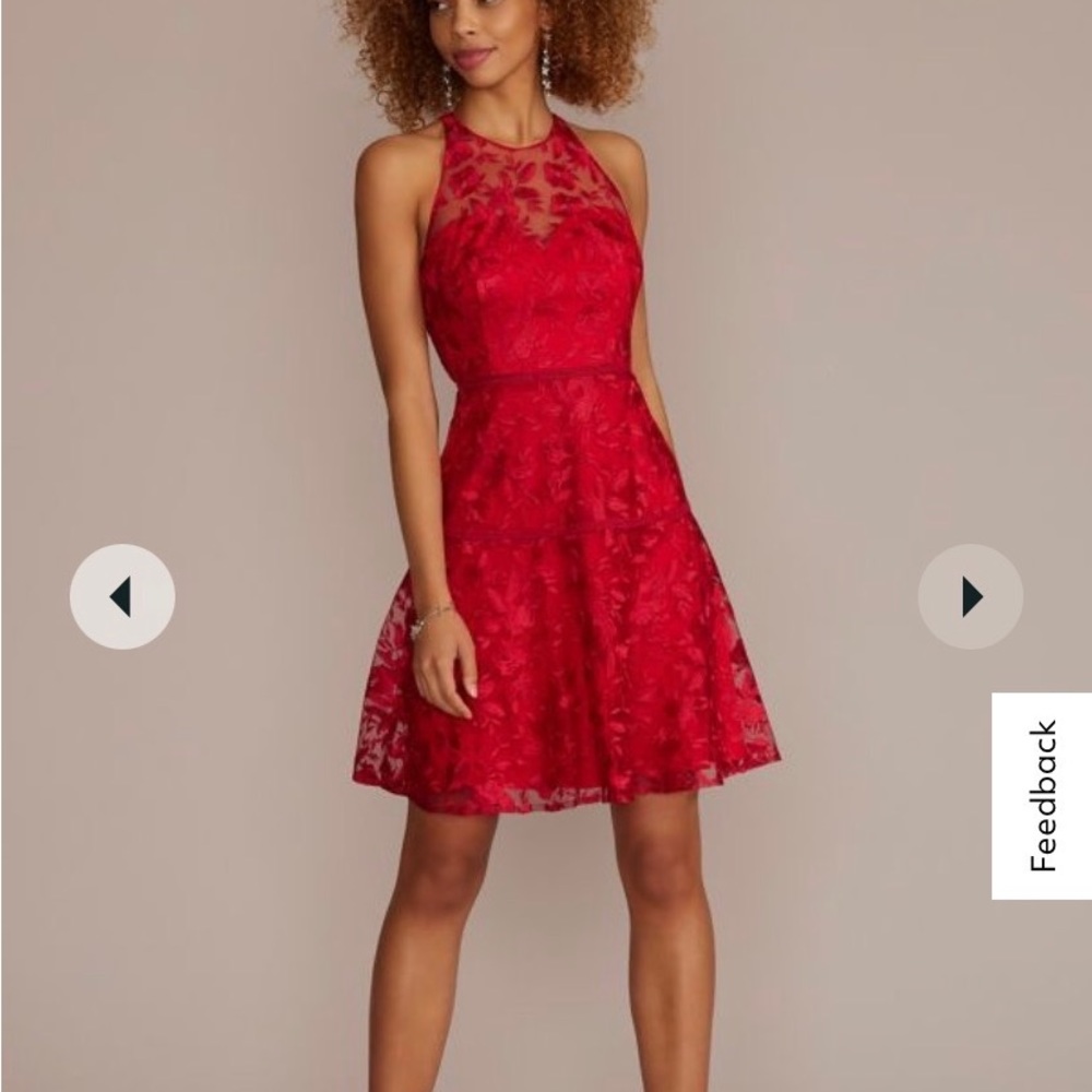 David’s Bridal red dress